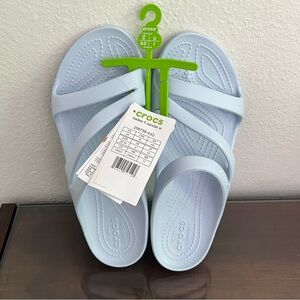 Crocs Kadee II Strappy Sandals Womens Size 8 Light Blue Vaca Beach Comfy NWT